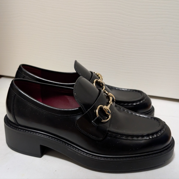Gucci Shoes - Gucci Mr Horsebit Platform Loafers Women’s EU 36.5 US 6.5 Black Leather Lug Sole